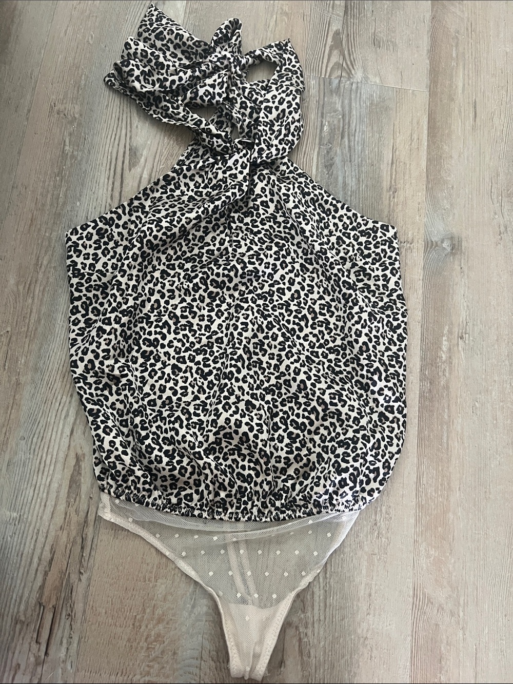 Women’s Leopard Print Bodysuit Black & Cream